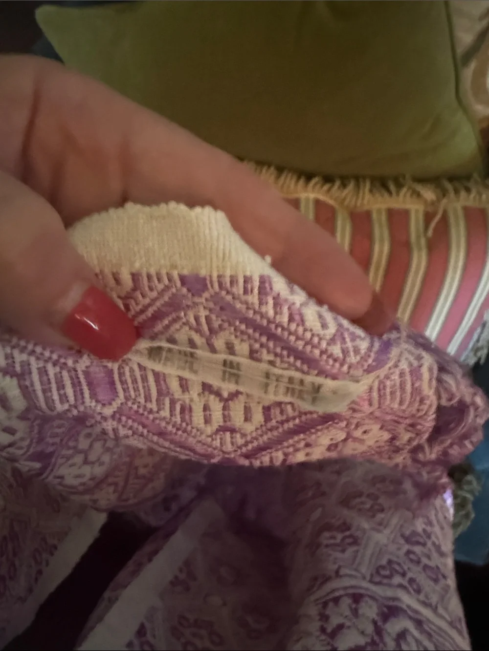 Ornate Lavender and Cream Woven Bedspread  Blanket